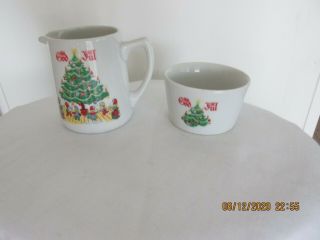 Vintage Berggren Swedish Merry Christmas Porcelain Creamer & Sugar 2