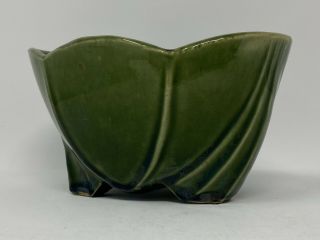 Vintage Green Mccoy Usa Pottery Planter Bowl Leaf Cup Shape Jardiniere Mcm