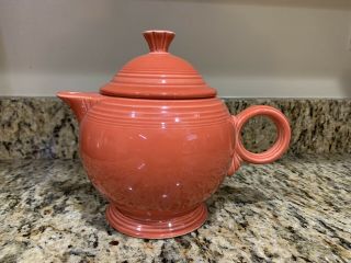 Vintage Fiesta Fiestaware Ring Handle Teapot Tea Pot Red Orange Large 1980s?