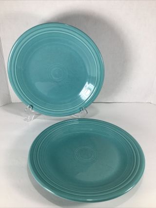 Set Of 2 Fiesta Ware Homer Laughlin China 10.  5” Dinner Plates Turquoise