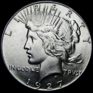 1927 Peace Dollar Silver Us Coin - - - - Gem Bu - - - - K143