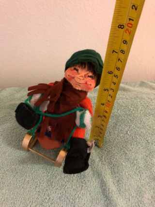 Annalee 1988 Boy On Sled Sits Approx 6” Tall