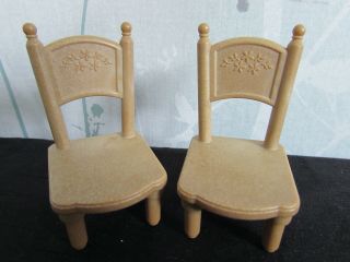 Sylvanian Families - Kitchen Spares - 2 X Light Brown Chairs - S299xx