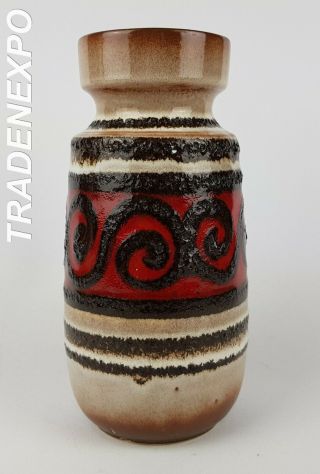 Vintage 1960 - 70s Scheurich Keramik 242 - 22 Fat Lava Vase West German Pottery