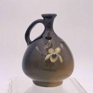 Weller Louwelsa Ohio Art Pottery Bud Vase Brown Ombre W Pansy Flower 149