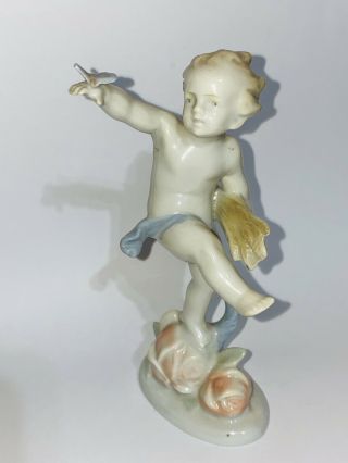 Metzler Ortloff Germany Porcelain Cherub Putti Figurine With Butterfly 5 1/2”