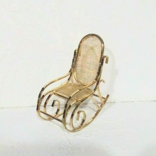 Doll House Furniture Rocking Chair Gold Tone Metal Living Room Miniature