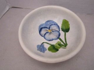 Salt Marsh Pottery Purple Pansy Flower Bowl Dish Footed & Wall Hanging 5 "