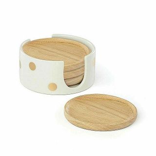 Lenox For Kate Spade Set Of 4 Wood Coasters In Polka Dot Caddy Melrose Ave