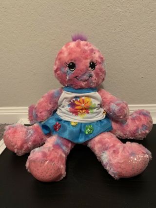 Build A Bear Octopus Stuffed Plush Pink Blue Tie Dye Under The Sea - With Outfit
