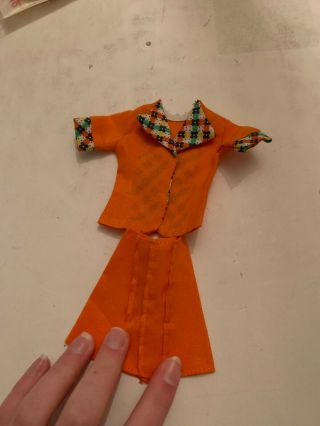 Vintage Barbie Doll Size Orange Two Piece Clothing Set