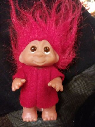 Vintage Norfin Dam Troll Doll Red Hair Amber Eyes 3 " 1985 Toddler