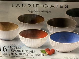 Laurie Gates,  6 Pc - Sierra Stoneware Ceramic Ridged Bowl Set,  6.  25 "