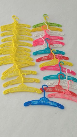 Set Of 28 Barbie Plastic Clothes Hangers Multi Colored