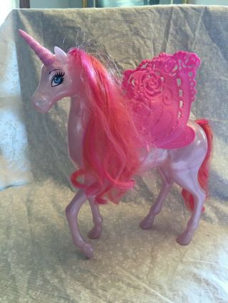 Plastic Unicorn Winged Horse.  Purple Sparkle With Pink Wings,  Mane And Tail.