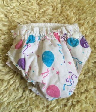 Fabric Diaper Balloon Print For Small Medium Reborn Or Baby Doll Read Descript.