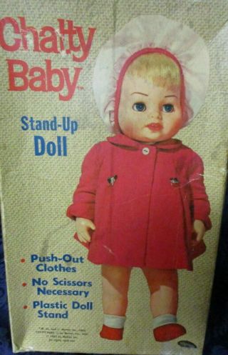 1963 Whitman Chatty Baby Stand - Up Paper Doll & Clothes By Mattel Inc.  4776 & Box