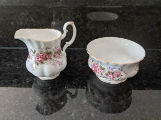 Royal Albert Lavender Rose - Creamer & Sugar Bowl - Fine Bone China England