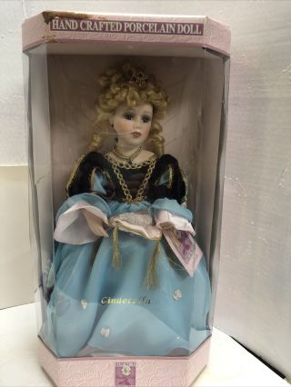15 Inch Porcelain Doll Blonde Hair Blue Eyes Collectible Memories Cinderella
