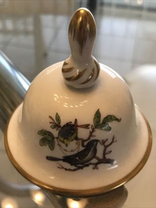 Herend Rothschild 3” Hand Painted Bird Bell Gold Handle.