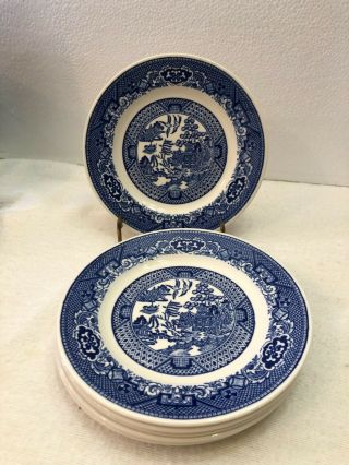 Set Of 6 Royal China Blue Willow Ware Bread And Butter Plates