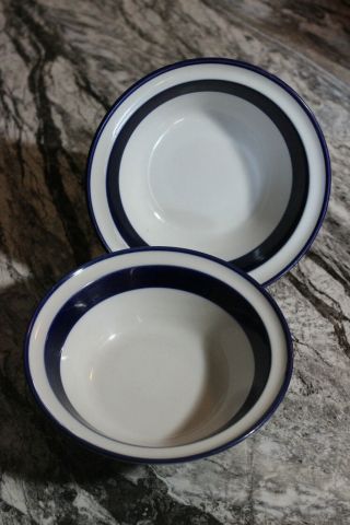 Noritake Stoneware - Fjord Set Of 2 Cereal Bowls 8951 Cobalt Blue Stripe