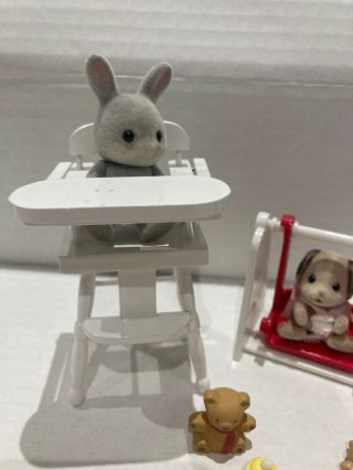 Sylvanian Families High Chair Swing And Pink Rocking Horse With Baby Figures 2
