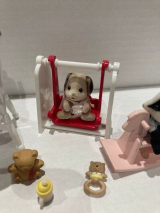 Sylvanian Families High Chair Swing And Pink Rocking Horse With Baby Figures 3