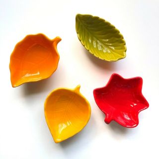 Bia Hand Glazed Mini Leaf Serving Bowl - Set Of 4.  Fall Home Decor.