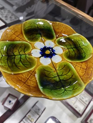 French Art - Nouveau c.  1890 - 1900,  Majolica Lily Pad Plate 2
