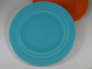 3 Vtg California Pottery Dinner Plates 10” Diameter Bauer Fiesta Ware Brown Blue 3