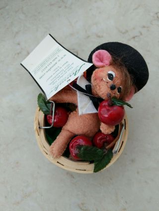 Annalee Fall Thanksgiving Pilgrim Mouse In Basket With Apples