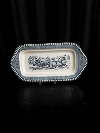 Vintage Currier And Ives Royal China Covered Butter Dish Replacement Bottom Only