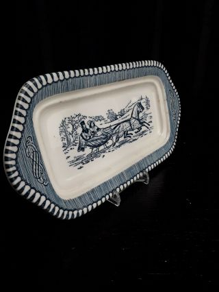 Vintage Currier and Ives Royal China covered butter dish REPLACEMENT BOTTOM ONLY 2