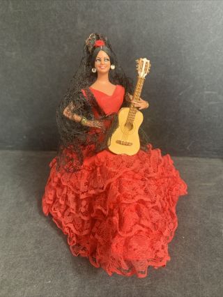 Vintage Antique Marin Chiclana 6” Doll Spanish Flamenco Dancer Doll Souvenir