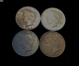 4 1922 Peace Silver Dollars.  3 P And 1 D All Circulated