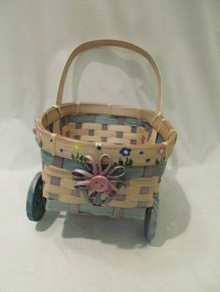6 x 8 inch Wooden and Basket Weave Doll or Bear Buggy 2