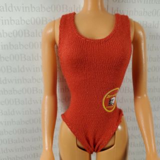 Swimsuit (a) Barbie Doll Baywatch Lifeguard Uniform Red Bathing Suit Accessory
