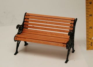 Park Bench,  Wood And Metal,  4 1/4 " Long And 2 5/8 " Tall,  1:12 Scale