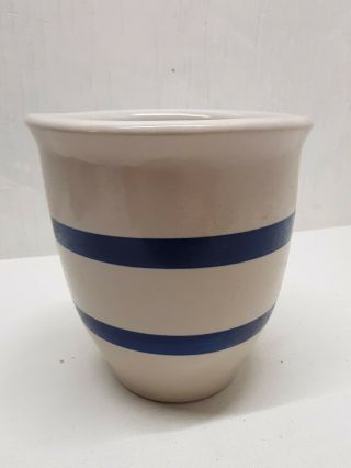 Vintage Rrp Roseville Ohio Stoneware Pottery Blue Stripe Crock Usa 1 Quart