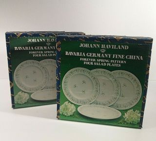 Johann Haviland Bavaria Germany China Forever Spring Set Of 8 Salad Plates