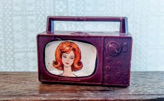 Vintage Barbie Dollhouse Furniture Portable Transistor Tv Television 1960s Midge