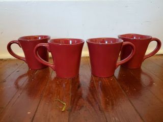 Pier 1 Imports Elemental Red Four (4) Mugs Coffee Cups Large