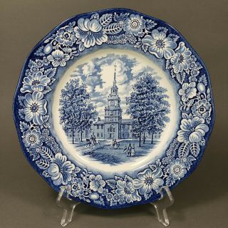 Liberty Blue Historic Colonial Scenes Independence Hall 10 " Dinner Plate