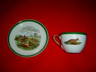 2 PC.  VINTAGE Copeland Spode Fox Hunting Scenes JF Herring 1Cup &1Saucer.  
