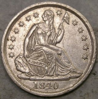 1840 Liberty Seated Silver Half Dime Bold Sharp Appealing Scarce Tougher Date