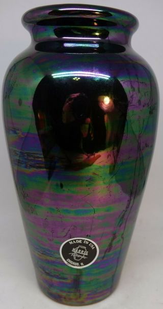 Vintage Harris Art Pottery Vase Chicago Rainbow Luster Purple