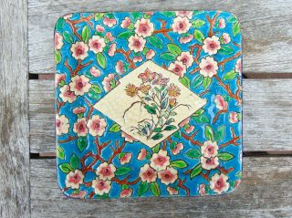 Glazed Clay Majolica 6 - 3/4 " Square Tray Or Plate On Dry Foot By Longwy,  France