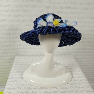 Hat Barbie Fashion Doll Size Blue Woven Flower Hat Accessory For Diorama