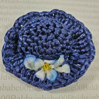 HAT BARBIE FASHION DOLL SIZE BLUE WOVEN FLOWER HAT ACCESSORY FOR DIORAMA 2